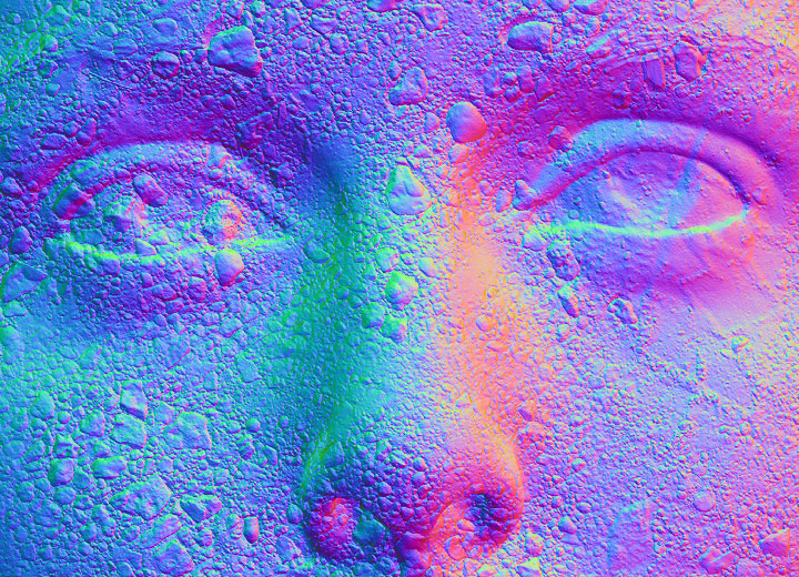 normal map of a face combined with the normal map of a ground